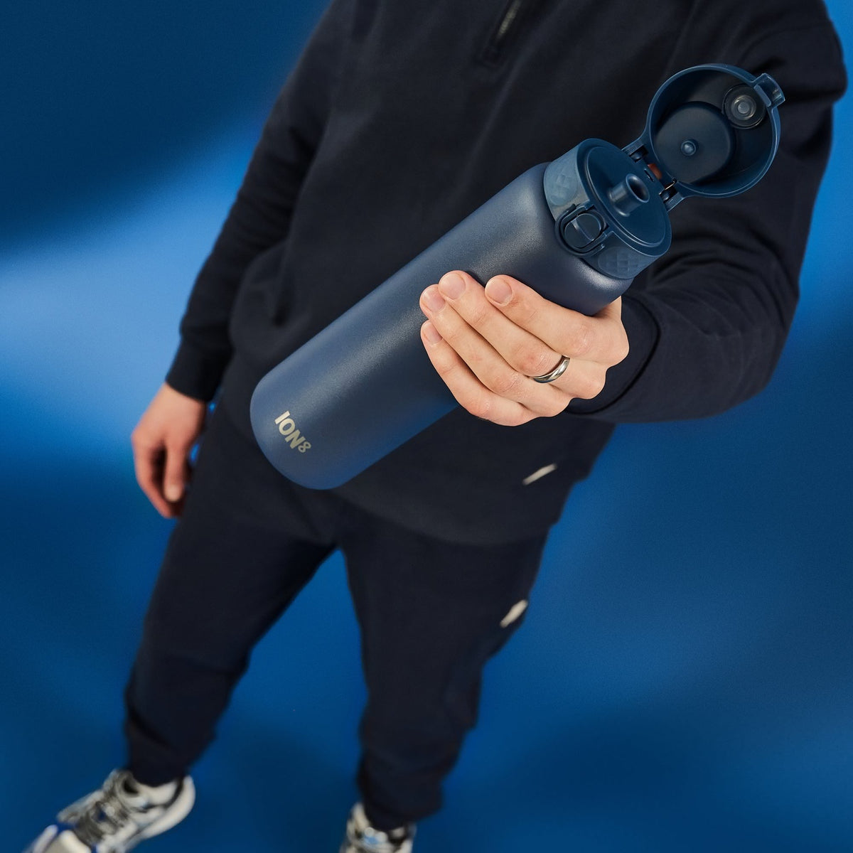 Double-Insulated Leak-Proof Thermal Water Bottle (1L, Ash Navy)