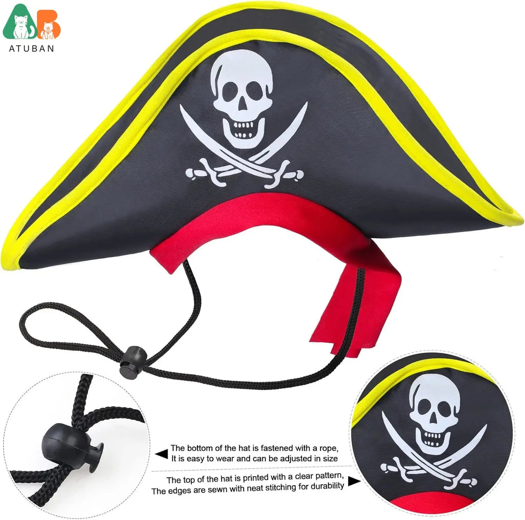Pirate Hat with Pirate Skull Bandana Dog Cat