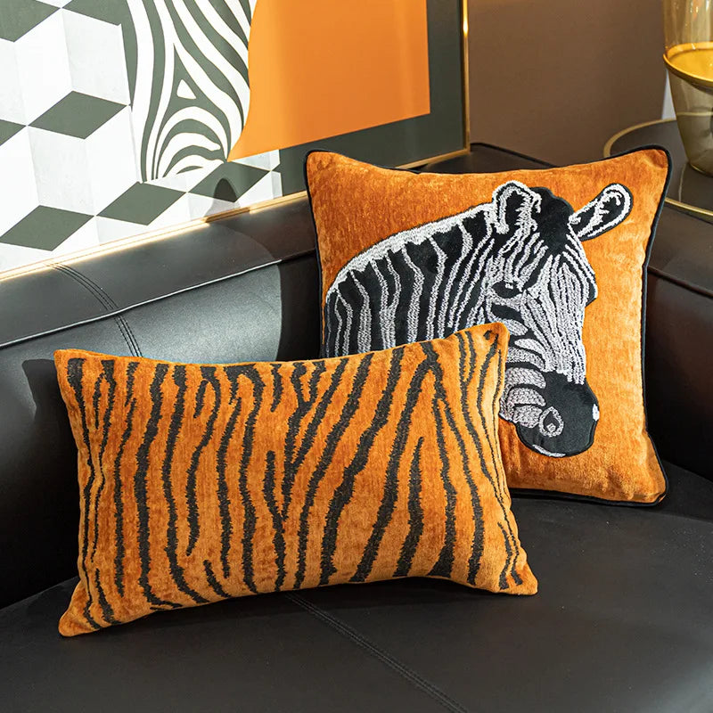 Soft Cushion Cover Orange Zebra